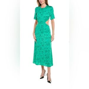 The Kooples green Floral Midi Dress with cut out back